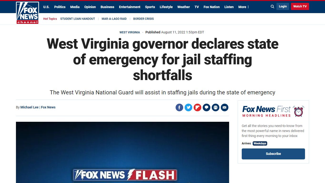 West Virginia governor declares state of emergency for jail staffing ...